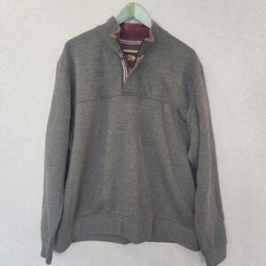 Orvis Sweatshirt Mens XL 1/4‎ Zip Pullover Gray Maroon Embroidered Long Sleeve